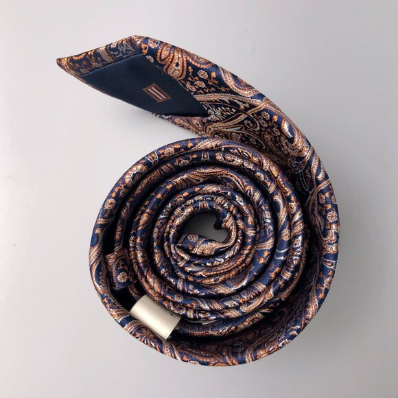 BNWT Joseph Abboud 100% Silk Orange and Navy Neck Tie - Picture 6 of 6